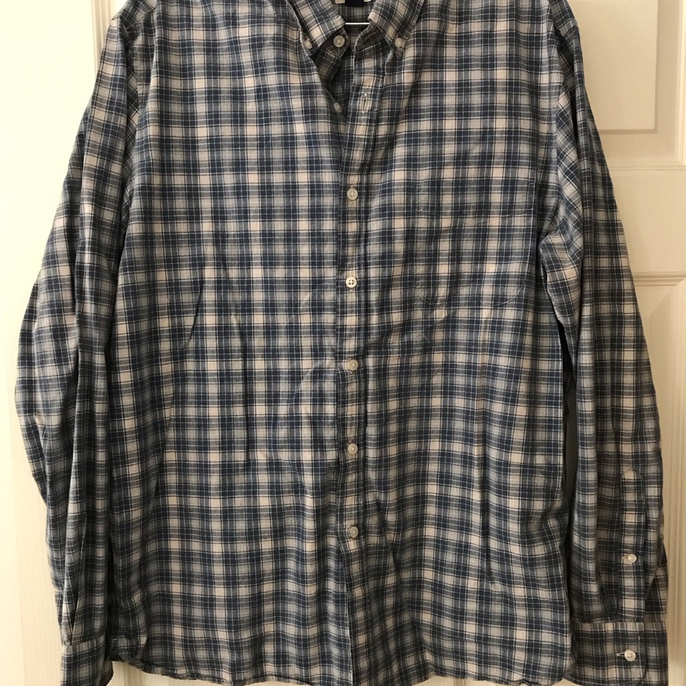 J. Crew Blue/White Plaid Men's Shirt Button Long Sleeve Sz‎ Large Preowned